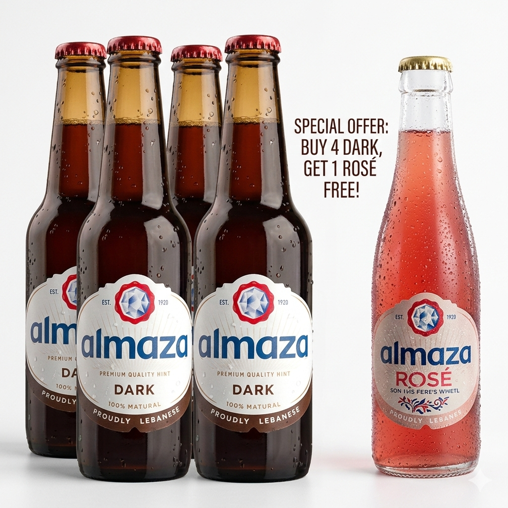 Almaza Pure Malt 4-Bottles + Free Rosé 250ML