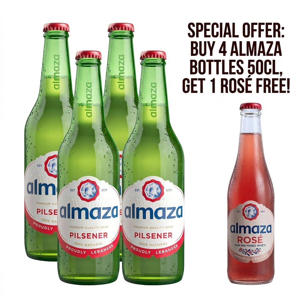 Almaza 500ML, 4-Bottles + Free Rosé 250ML